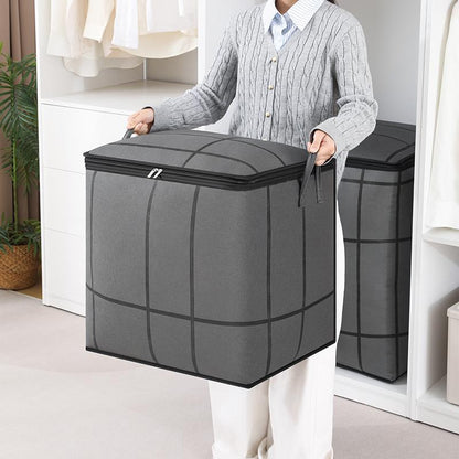 Large Foldable Storage Bag with Zipper Lid & Handles – Closet Organizer for Clothes, Blankets, Toys & Moving