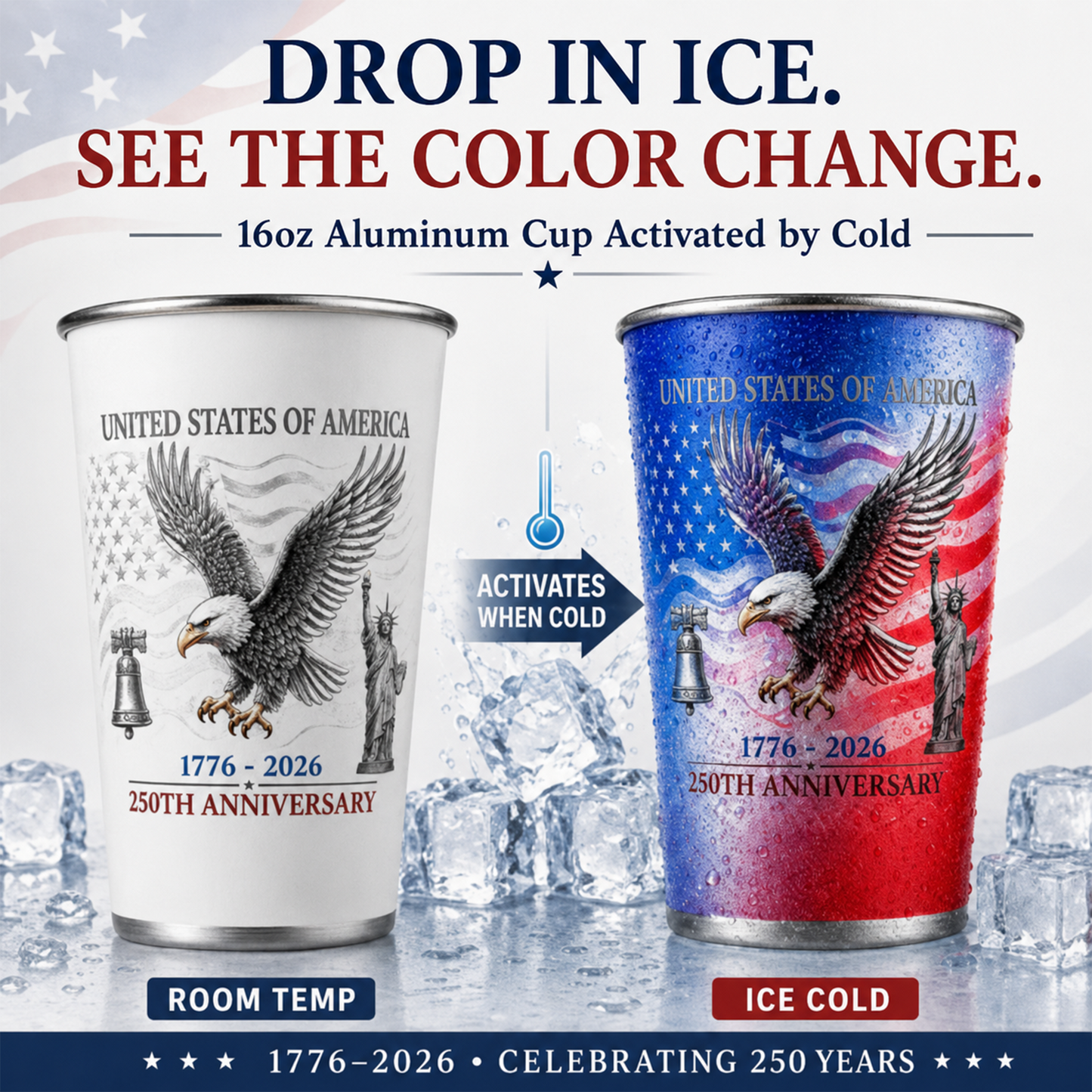🦅Limited Edition USA 250th Anniversary Color-Changing Cup