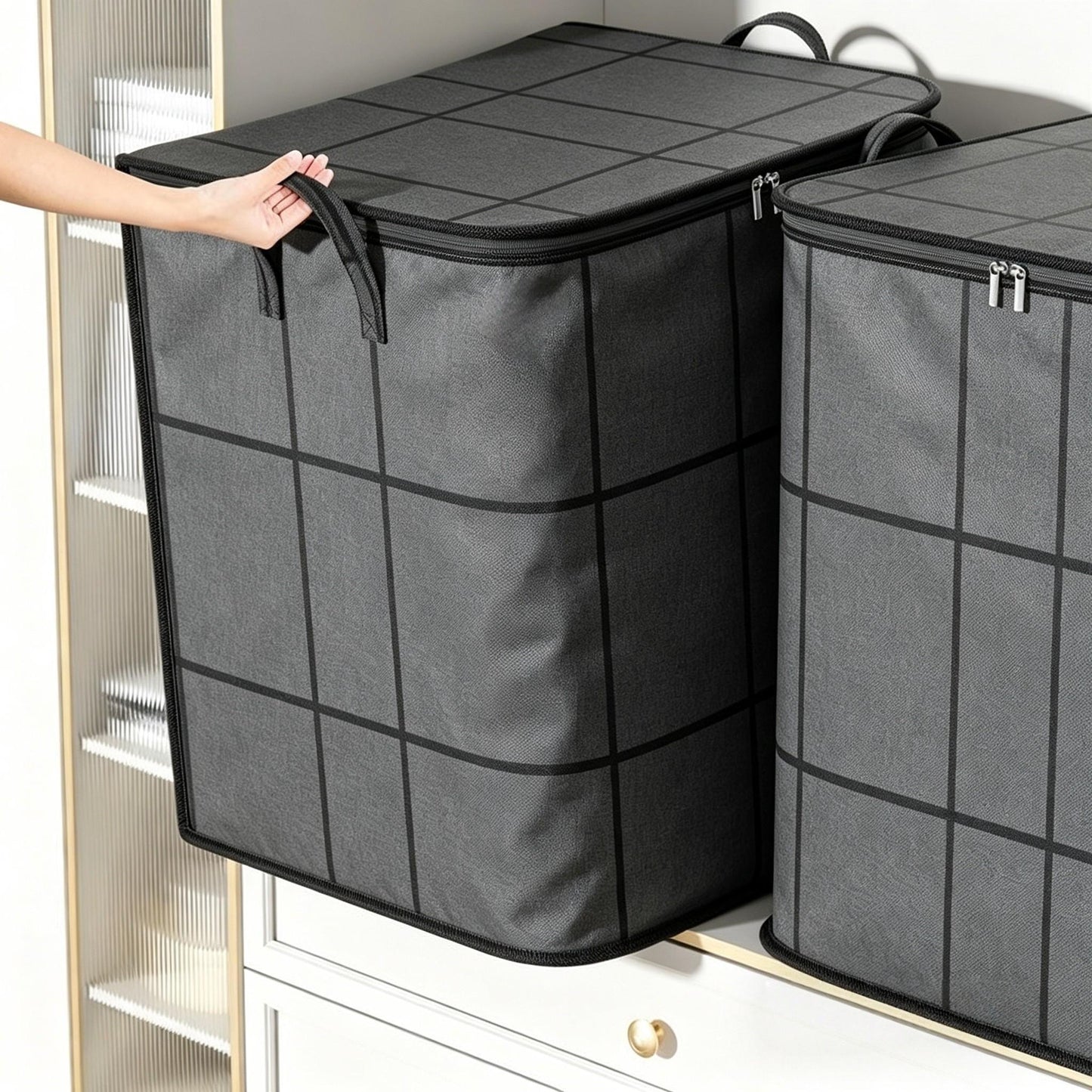 Large Foldable Storage Bag with Zipper Lid & Handles – Closet Organizer for Clothes, Blankets, Toys & Moving