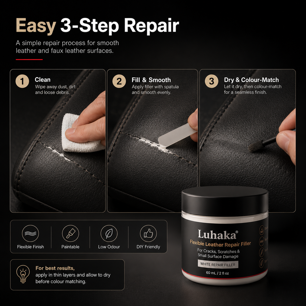 Luhaka® Leather Scratch & Damage Repair Filler