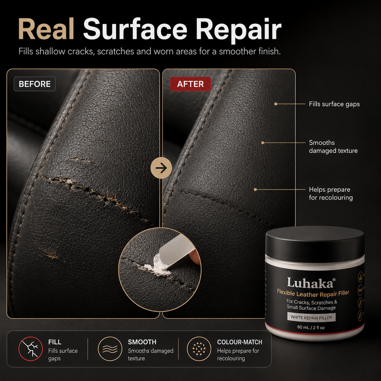 Luhaka® Leather Scratch & Damage Repair Filler