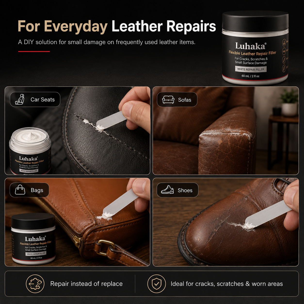 Luhaka® Leather Scratch & Damage Repair Filler