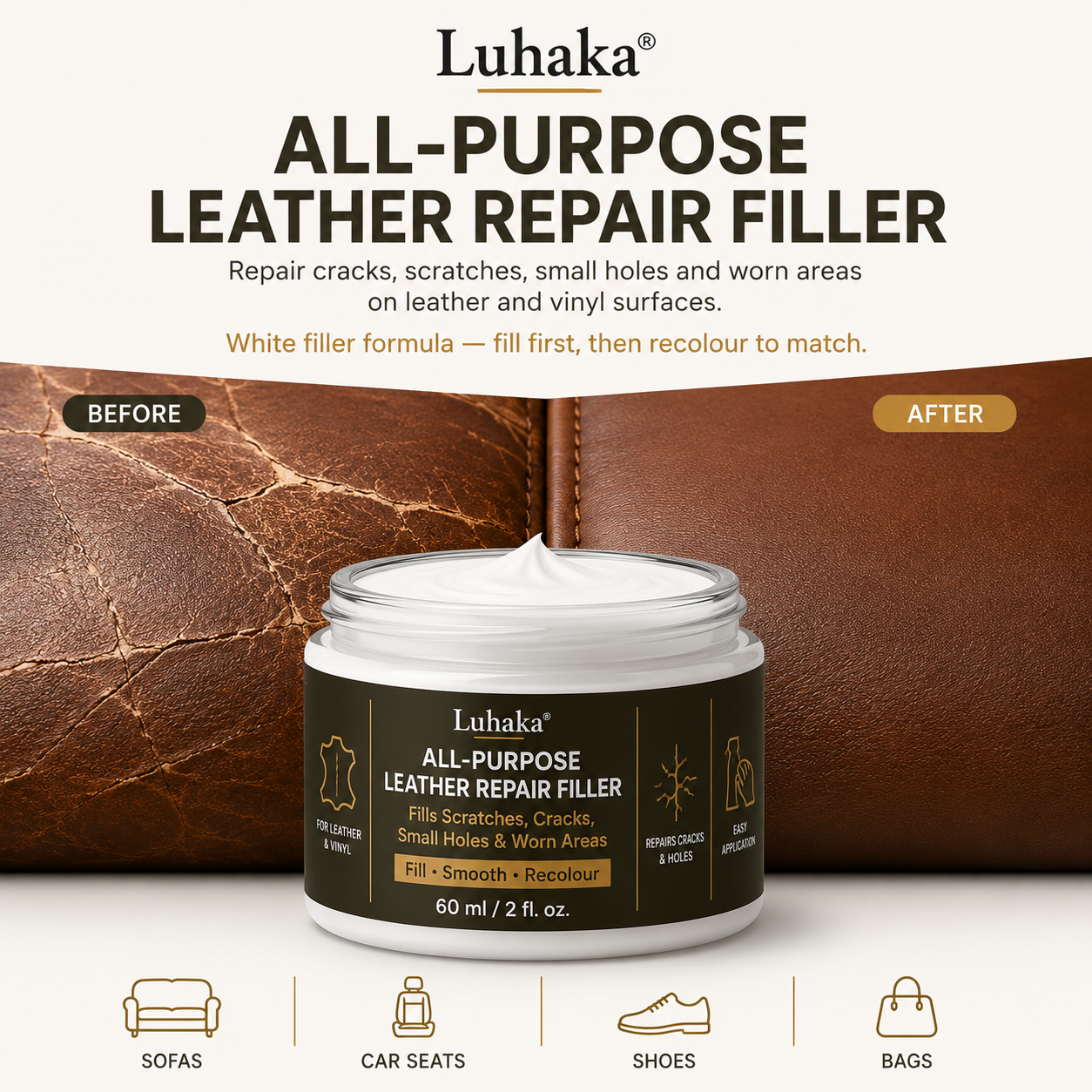 Luhaka® Leather Scratch & Damage Repair Filler