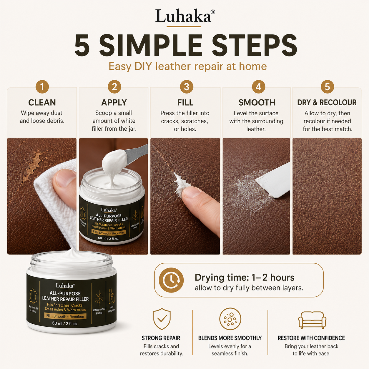 Luhaka® Leather Scratch & Damage Repair Filler